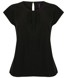 Henbury Ladies Pleat Front Short Sleeve Blouse